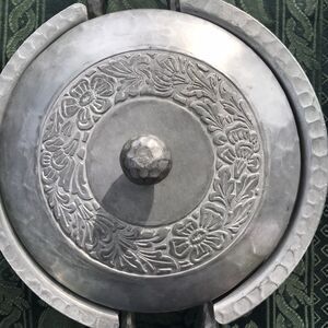 Vintage Everlast Hand Forged Metal Floral Serving Dish With Deco Handles Lid